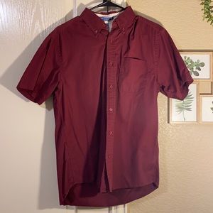 Plain maroon button up T-shirt